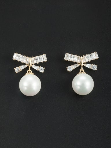 A Gold Plated Stylish Pearl Drop drop Earring Of Butterfly