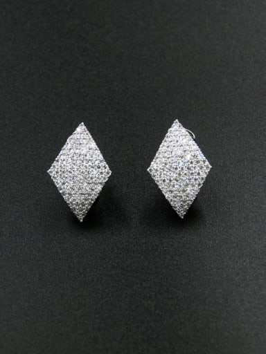A Platinum Plated Stylish Zircon Drop drop Earring Of Geometric