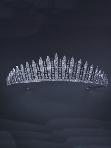 Model No TR15032 Blacksmith Made Platinum Plated Zircon Wedding Crown