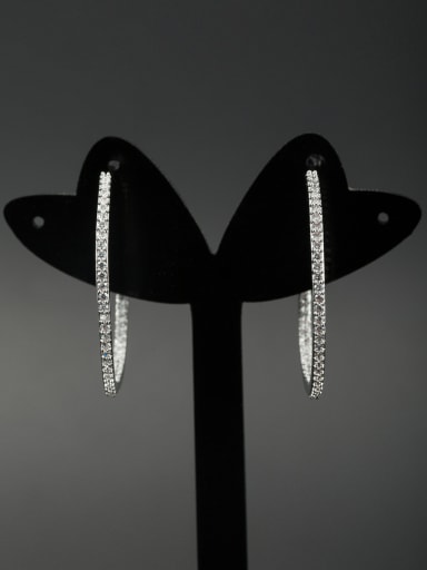 Model No 1000001282 The new Platinum Plated Zircon Hoop hoop Earring with White