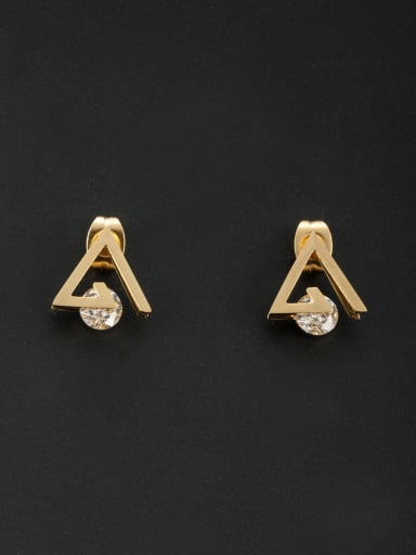 New design Stainless steel Triangle Zircon Studs stud Earring in Gold color