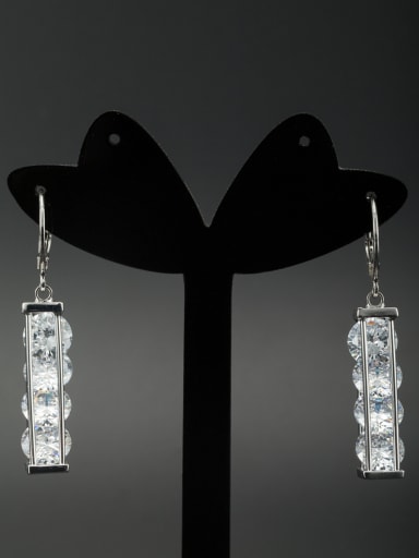 Model No 1000001258 Custom White Personalized Drop drop Earring with Platinum Plated