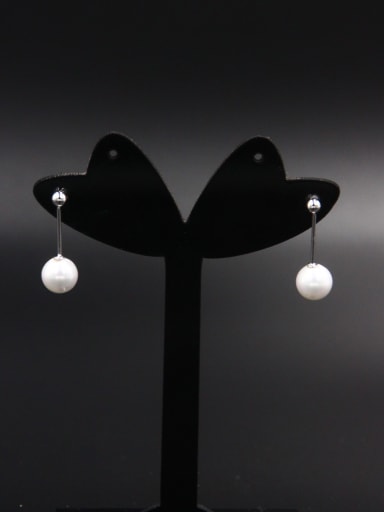 White Youself ! Platinum Plated Pearl Drop drop Earring