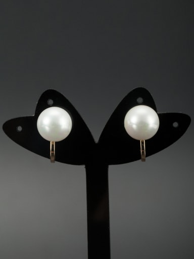 Round Gold Plated Pearl White Drop drop Earring