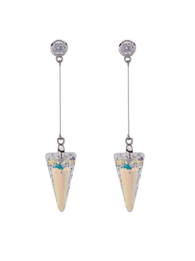 New design Platinum Plated Zinc Alloy austrian Crystals Drop threader Earring in Beige color