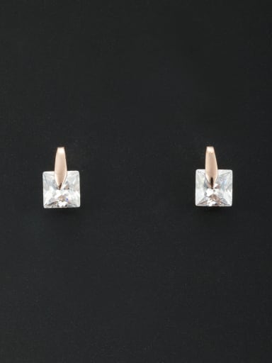 Custom White Square Studs stud Earring with Rose Plated