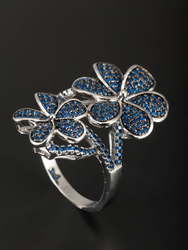 Flower style with Platinum Plated Copper Zircon Ring 6#-9#