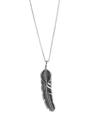 Feather style with Silver-Plated Titanium necklace