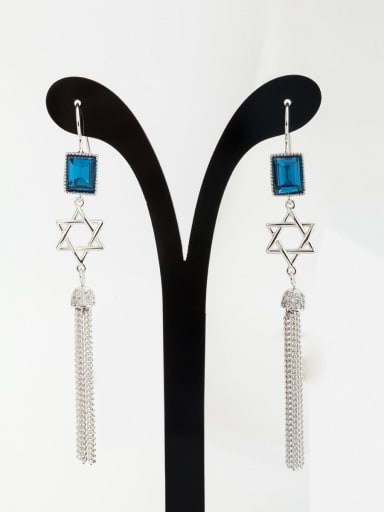 Star style with Platinum Plated Copper Rhinestone Drop drop Earring