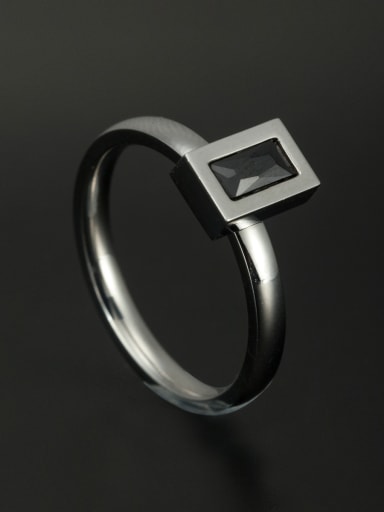 Stainless steel Square Black Rhinestone Beautiful Ring6-8#