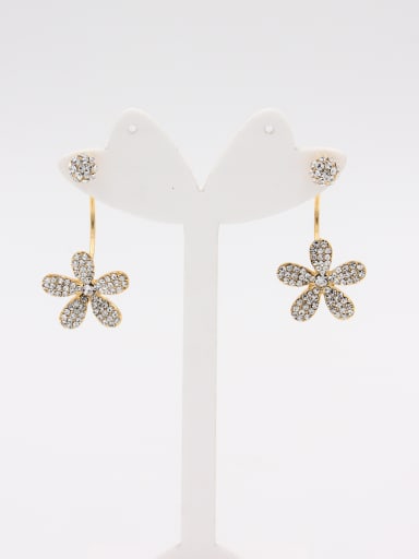 The new  Gold Plated Rhinestone Flower Drop drop Earring with White
