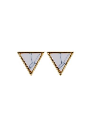 Gold Triangle Drop stud Earring with Gold Plated Copper Stone