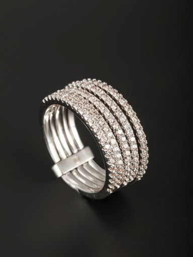 Blacksmith Made Platinum Plated Copper Zircon Ring  6#-9#