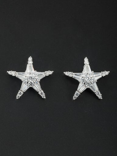 Platinum Plated Star Zircon Studs stud Earring