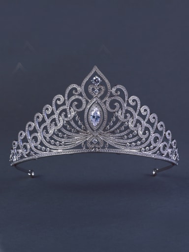 Model No 1000001757 Platinum Plated Stylish Zircon Wedding Crown