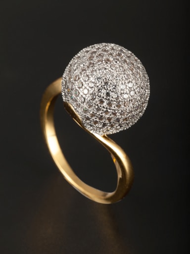 The new Gold Plated Copper Zircon Round Ring with White  6#-9#
