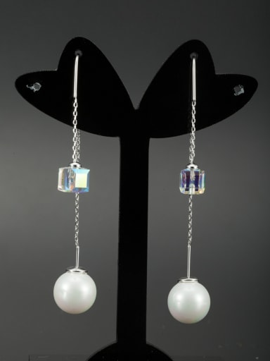 Custom Silver Round Drop drop Earring with Platinum Plated