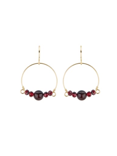 Mother's Initial Gold Drop drop Earring with Garnet