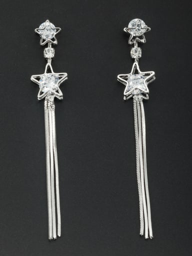 White Star Drop drop Earring with Platinum Plated Zircon