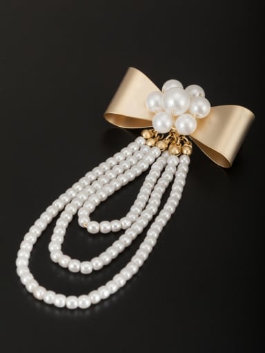 White Charm Lapel Pins & Brooche with Gold Plated Beads