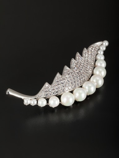 White Lapel Pins & Brooche with Platinum Plated Pearl