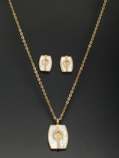 Mother's Initial Gold 2 Pieces Set with Square