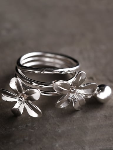 Model No JZ000010 Silver Flower Silver Beautiful Band band ring