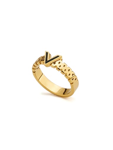 Gold Plated Stainless steel Monogrammed Gold Band band ring