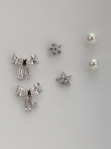 New design Platinum Plated Star White Zircon Combined Studs stud Earring