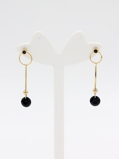 New design Copper Geometric Zircon Studs drop Earring in Black color