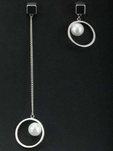 Mother's Initial White Drop drop Earring with Round Pearl