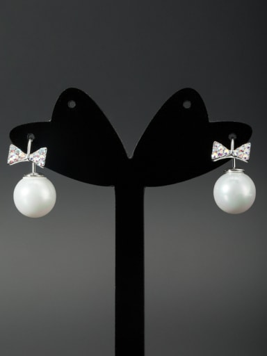 Blacksmith Made Platinum Plated Pearl Butterfly Drop drop Earring