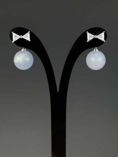 Grey Pearl White Zircon Drop drop Earring with Platinum Plated
