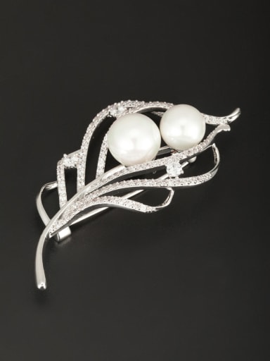 Platinum Plated  White Pearl Beautiful Lapel Pins & Brooche