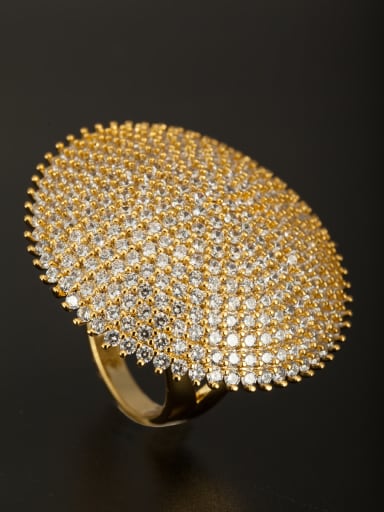 GODKI Luxury Women Wedding Dubai The new Gold Plated Copper Zircon Round Ring with White