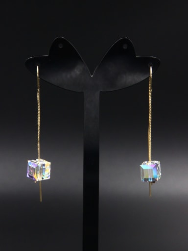 A Gold Plated Stylish Zircon Drop drop Earring Of Square