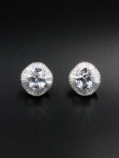 Model No LYE-117662B New design Platinum Plated Zircon Studs stud Earring in White color