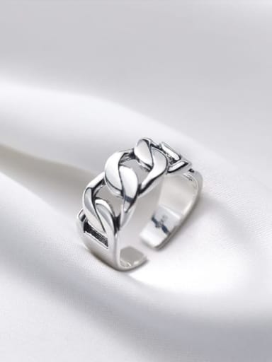 925 Sterling Silver Irregular Minimalist Chain Free Size Ring
