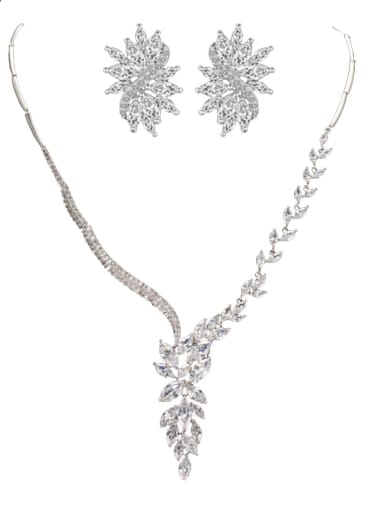 Brass Cubic Zirconia Flower Luxury Necklace