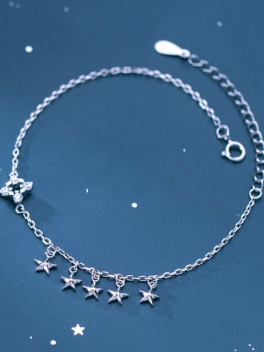 925 sterling silver rhinestone   vintage star  link bracelet