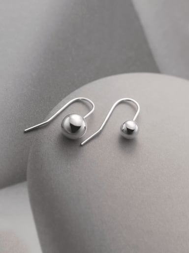 925 Sterling Silver Bead Minimalist Hook Earring