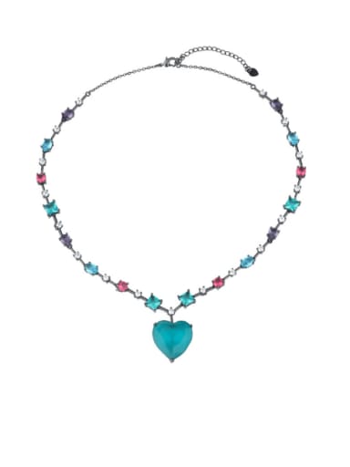 Brass Cubic Zirconia Luxury Heart   Pendant Necklace