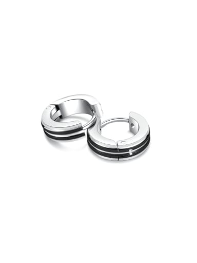 Black between GE900 steel earrings Stainless steel Geometric Hip Hop Huggie Earring
