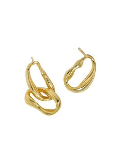 18K gold [with pure Tremella plug] 925 Sterling Silver Geometric Minimalist Drop Earring