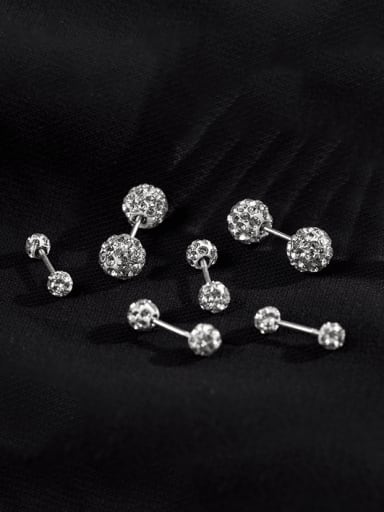 custom 925 Sterling Silver Cubic Zirconia Round Bead Minimalist Stud Earring