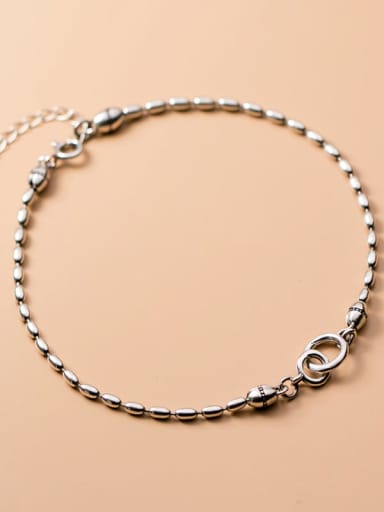 925 Sterling Silver Vintage  Bead Chain Anklet