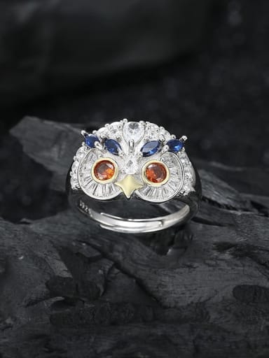 925 Sterling Silver Cubic Zirconia Owl Classic Band Ring