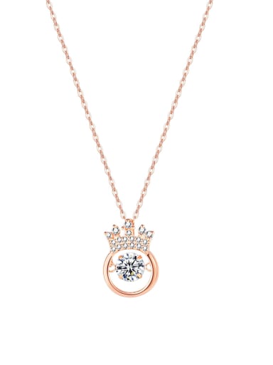 925 Sterling Silver Cubic Zirconia Cute Crown  Pendant Necklace