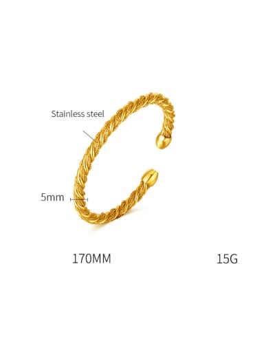 GH1087 Bracelet Gold Stainless steel Weave Hip Hop Cuff Bangle