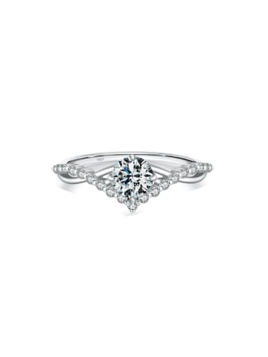 925 Sterling Silver Moissanite Crown Dainty Band Ring